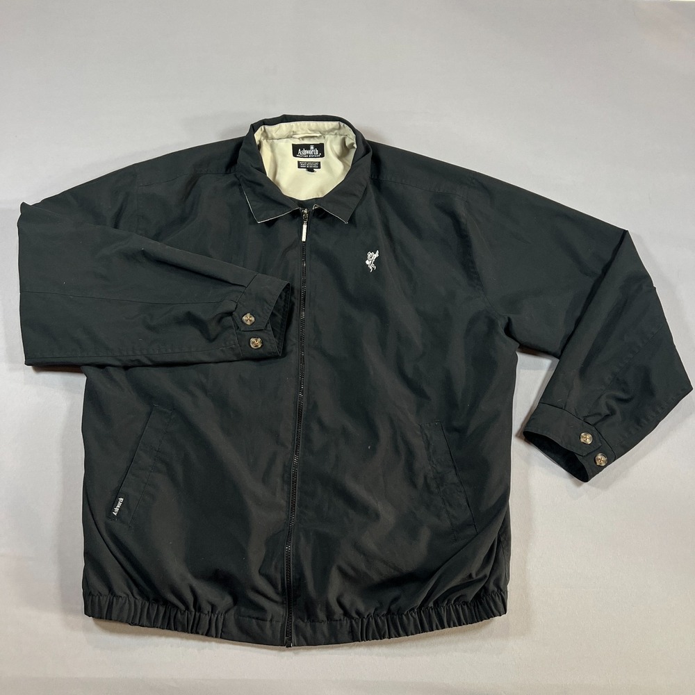 Ashworth Weather Systems Jacket Mens 2XL Black Water Resistant Full Zip Golf